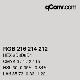 カラーコード: RGB 216 214 212 | qconv.com