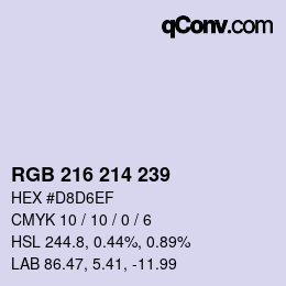 Color code: RGB 216 214 239 | qconv.com