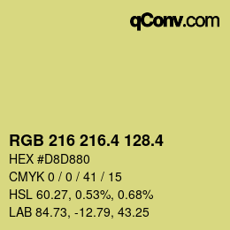 カラーコード: RGB 216 216.4 128.4 | qconv.com