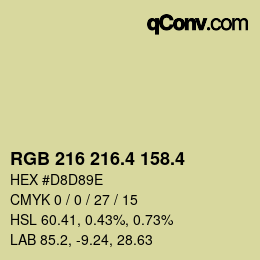 カラーコード: RGB 216 216.4 158.4 | qconv.com
