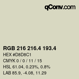 カラーコード: RGB 216 216.4 193.4 | qconv.com