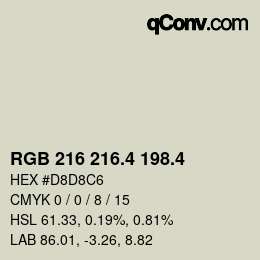 カラーコード: RGB 216 216.4 198.4 | qconv.com