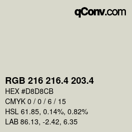 カラーコード: RGB 216 216.4 203.4 | qconv.com