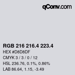 カラーコード: RGB 216 216.4 223.4 | qconv.com