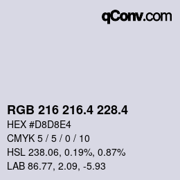カラーコード: RGB 216 216.4 228.4 | qconv.com