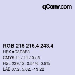 カラーコード: RGB 216 216.4 243.4 | qconv.com