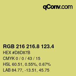 カラーコード: RGB 216 216.8 123.4 | qconv.com