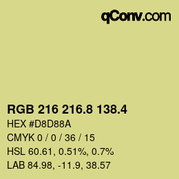 カラーコード: RGB 216 216.8 138.4 | qconv.com
