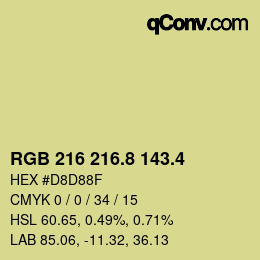 カラーコード: RGB 216 216.8 143.4 | qconv.com