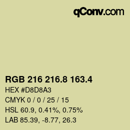 カラーコード: RGB 216 216.8 163.4 | qconv.com