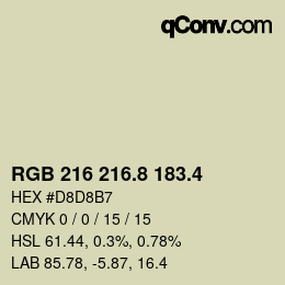 カラーコード: RGB 216 216.8 183.4 | qconv.com