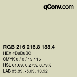 カラーコード: RGB 216 216.8 188.4 | qconv.com