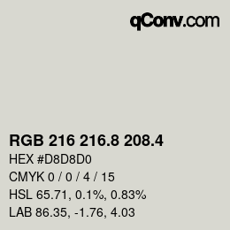 カラーコード: RGB 216 216.8 208.4 | qconv.com