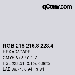 カラーコード: RGB 216 216.8 223.4 | qconv.com