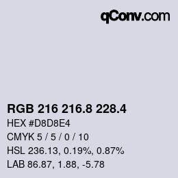 カラーコード: RGB 216 216.8 228.4 | qconv.com