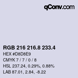 カラーコード: RGB 216 216.8 233.4 | qconv.com