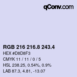 カラーコード: RGB 216 216.8 243.4 | qconv.com