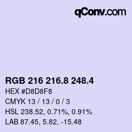 カラーコード: RGB 216 216.8 248.4 | qconv.com