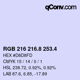 カラーコード: RGB 216 216.8 253.4 | qconv.com