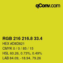 カラーコード: RGB 216 216.8 33.4 | qconv.com