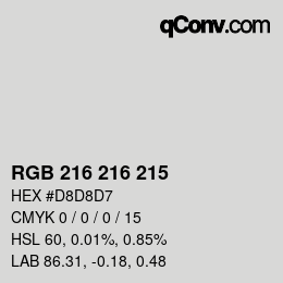 Farbcode: RGB 216 216 215 | qconv.com