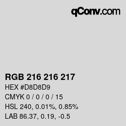 Farbcode: RGB 216 216 217 | qconv.com