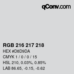 Código de color: RGBA 216 217 218 1 | qconv.com