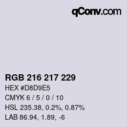 Código de color: RGB 216 217 229 | qconv.com