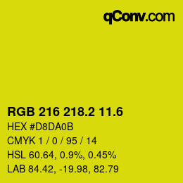 カラーコード: RGB 216 218.2 11.6 | qconv.com