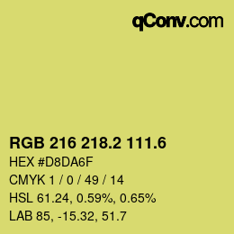 カラーコード: RGB 216 218.2 111.6 | qconv.com