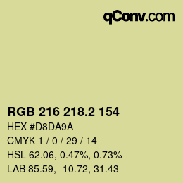 カラーコード: RGB 216 218.2 154 | qconv.com