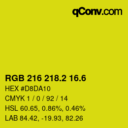 カラーコード: RGB 216 218.2 16.6 | qconv.com