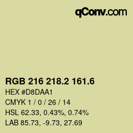 カラーコード: RGB 216 218.2 161.6 | qconv.com