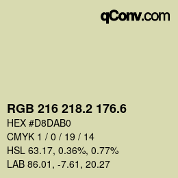 カラーコード: RGB 216 218.2 176.6 | qconv.com