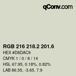 カラーコード: RGB 216 218.2 201.6 | qconv.com