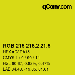 カラーコード: RGB 216 218.2 21.6 | qconv.com