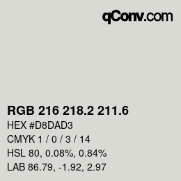 カラーコード: RGB 216 218.2 211.6 | qconv.com