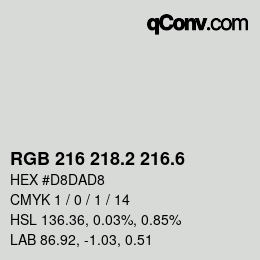 カラーコード: RGB 216 218.2 216.6 | qconv.com