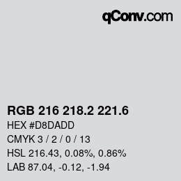 カラーコード: RGB 216 218.2 221.6 | qconv.com