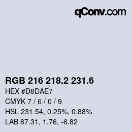 カラーコード: RGB 216 218.2 231.6 | qconv.com
