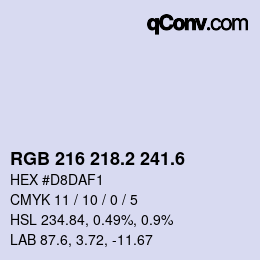 カラーコード: RGB 216 218.2 241.6 | qconv.com