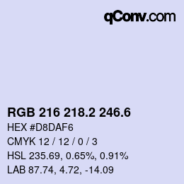 カラーコード: RGB 216 218.2 246.6 | qconv.com