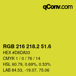 カラーコード: RGB 216 218.2 51.6 | qconv.com