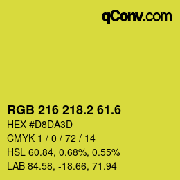 カラーコード: RGB 216 218.2 61.6 | qconv.com