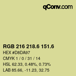 カラーコード: RGB 216 218.6 151.6 | qconv.com