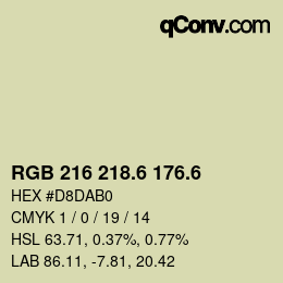 カラーコード: RGB 216 218.6 176.6 | qconv.com