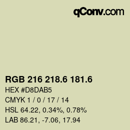 カラーコード: RGB 216 218.6 181.6 | qconv.com