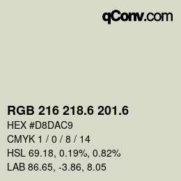 カラーコード: RGB 216 218.6 201.6 | qconv.com