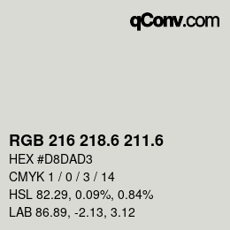 カラーコード: RGB 216 218.6 211.6 | qconv.com