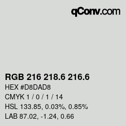 カラーコード: RGB 216 218.6 216.6 | qconv.com